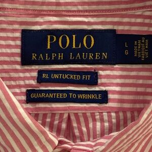 Ralph Lauren Polo Seersucker Short Sleeve Button Front Shirt Sz Lg